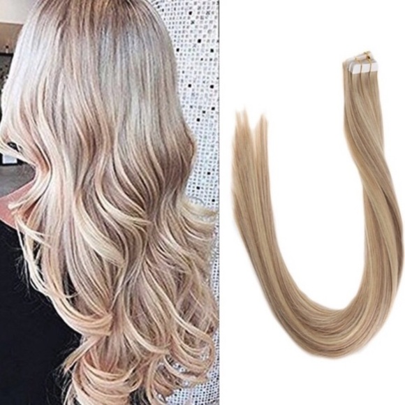✨ 4 22” #18-613 bleach BLONDE HUMAN HAIR TAPE INS main image 7